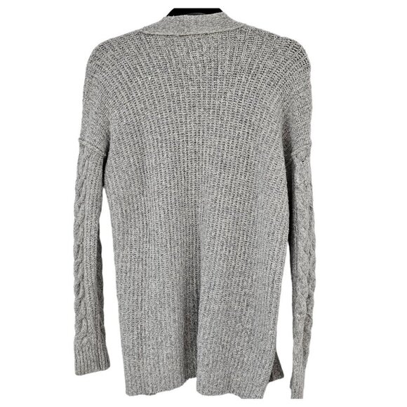 Abercrombie & Fitch Cardigan Sweater Gray Cable Knit Long Sleeve Pockets Twee - Picture 2 of 6